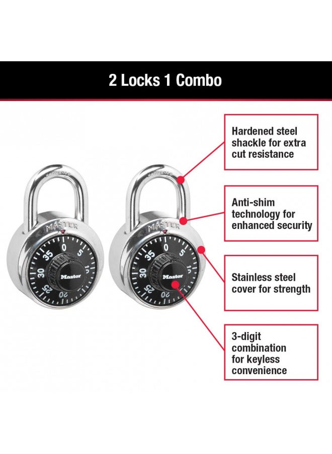 Master Lock - Master Lock 1500T Locker Lock Combination Padlock, 2 Pack, Black - Image 1