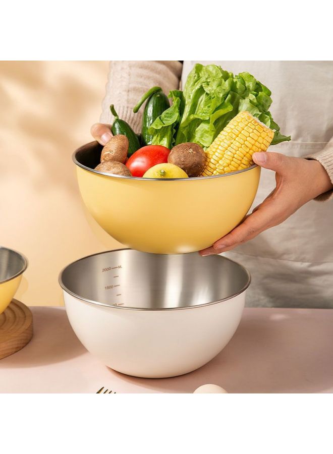 Colorful Stainless Steel Basin Food Grade And Basin Household Kitchen Non-stick Dough Kneading Basin Egg Baking Basin Special-Specifications:Milky White-Color:25cm - Image 3