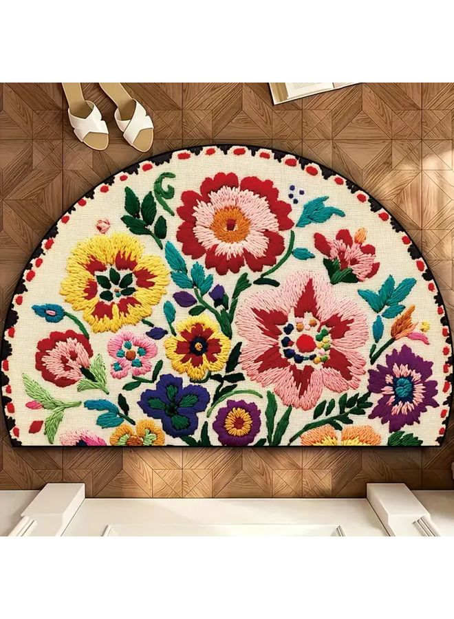Colorful Floral Welcome Mat 23.62 X 35.43 Inch Dense Short Pile Lightweight Washable - Image 3