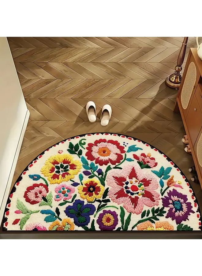 Colorful Floral Welcome Mat 23.62 X 35.43 Inch Dense Short Pile Lightweight Washable - Image 4