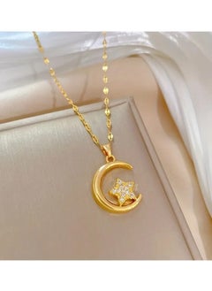 Generic 1pc Stainless Steel Moon Star Pendant Necklace For Wen Girl, New Trendy Choker Chain, Non-fading Jewelry Gift  - Image 2
