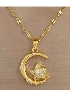 Generic 1pc Stainless Steel Moon Star Pendant Necklace For Wen Girl, New Trendy Choker Chain, Non-fading Jewelry Gift  - Image 1