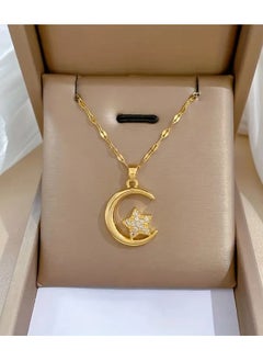 Generic 1pc Stainless Steel Moon Star Pendant Necklace For Wen Girl, New Trendy Choker Chain, Non-fading Jewelry Gift  - Image 5