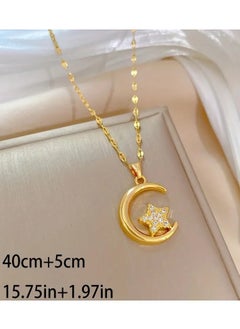 Generic 1pc Stainless Steel Moon Star Pendant Necklace For Wen Girl, New Trendy Choker Chain, Non-fading Jewelry Gift  - Image 4