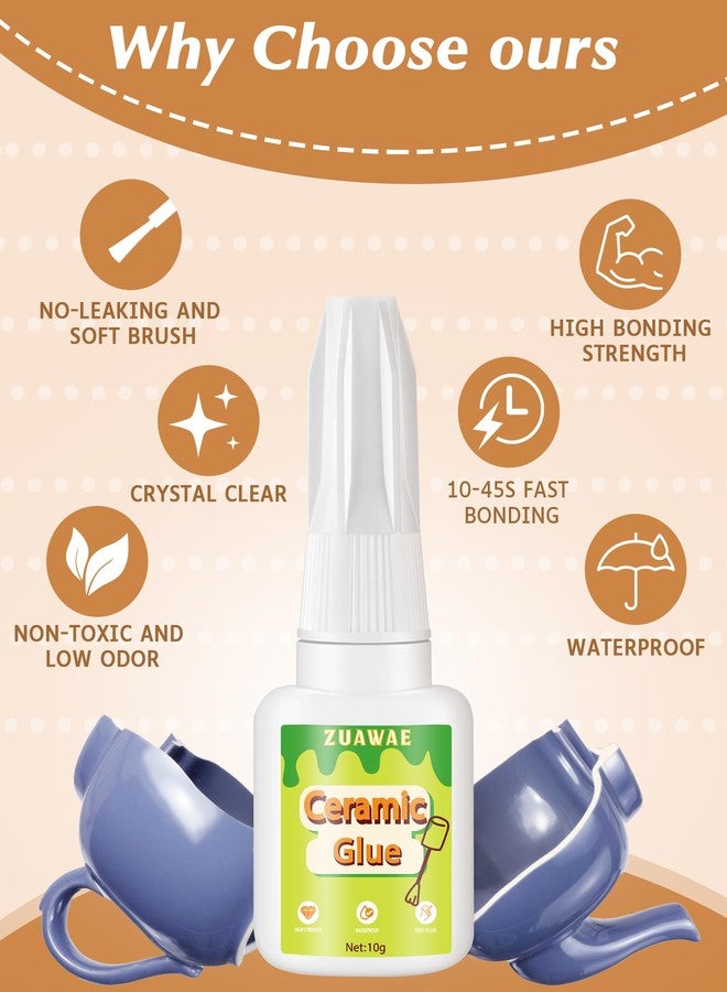 ZUAWAE Waterproof Ceramic Repair Glue- Super Ceramic Glue Repair Temperature Resistant Ceramics Glues for Pottery, Instant Strong Ceramics Glues Repairs for Fine China, Mugs, DIY Craft - Image 2