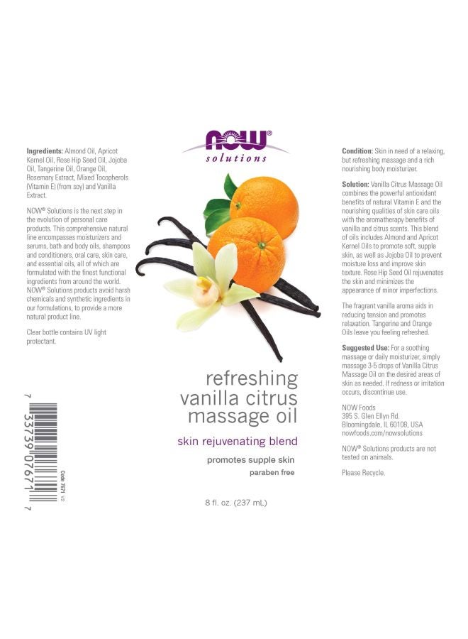 Now Foods Refreshing Vanilla Citrus Massage Oil - Image 2