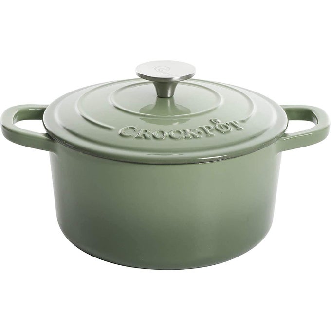 CROCKPOT ARTISAN ROUND ENAMELED CAST IRON DUTCH OVEN 3QUART PISTACHIO GREEN