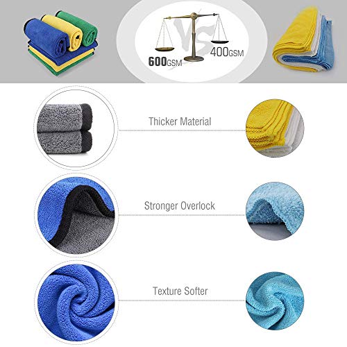 OAN 800 Gsm Microfiber Car Cleaning Cloth Lint & Streak Free Double Side 45X45 Cm For All Purpose Dusting, Detailing, Bike Scotty, Office Kitchen & Home Highly Water Absorbent Pack Of 6, Multicolor - Image 2