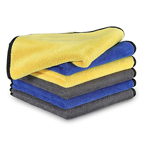 OAN 800 Gsm Microfiber Car Cleaning Cloth Lint & Streak Free Double Side 45X45 Cm For All Purpose Dusting, Detailing, Bike Scotty, Office Kitchen & Home Highly Water Absorbent Pack Of 6, Multicolor - Image 1
