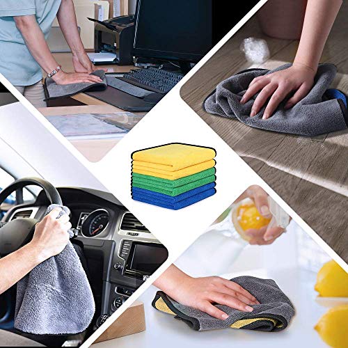OAN 800 Gsm Microfiber Car Cleaning Cloth Lint & Streak Free Double Side 45X45 Cm For All Purpose Dusting, Detailing, Bike Scotty, Office Kitchen & Home Highly Water Absorbent Pack Of 6, Multicolor - Image 5