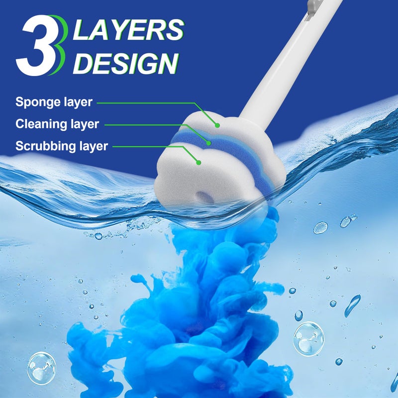 Cinola Disposable Toilet Brush and Plunger Set, Dual Handdle Toilet Plunger, All-in-1 Bathroom Cleaning Kit with 18PCS Refills, Toilet Cleaning Stick and Ventilated Holder (White) - Image 2