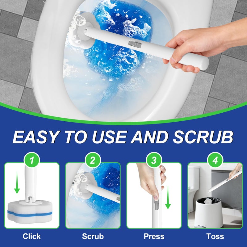 Cinola Disposable Toilet Brush and Plunger Set, Dual Handdle Toilet Plunger, All-in-1 Bathroom Cleaning Kit with 18PCS Refills, Toilet Cleaning Stick and Ventilated Holder (White) - Image 4