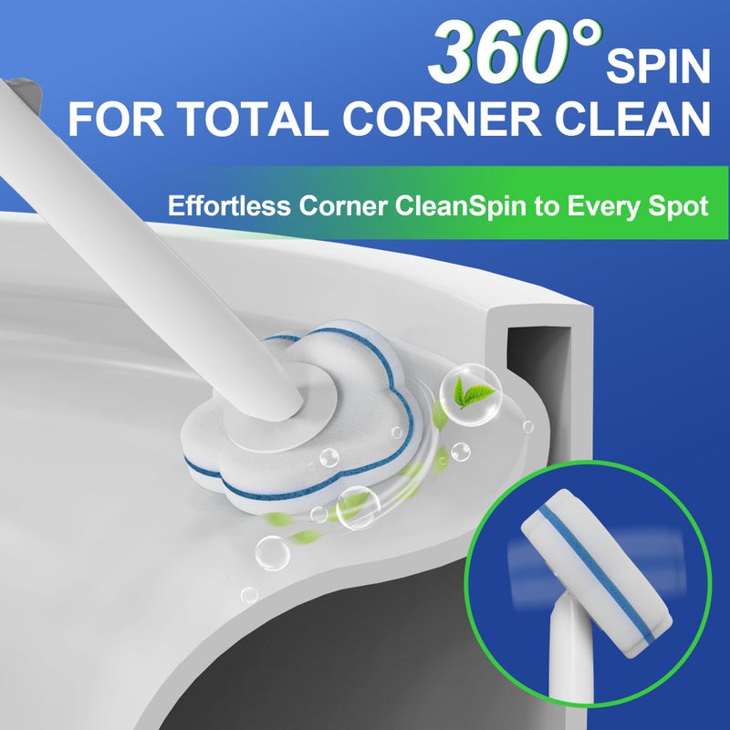 Cinola Disposable Toilet Brush and Plunger Set, Dual Handdle Toilet Plunger, All-in-1 Bathroom Cleaning Kit with 18PCS Refills, Toilet Cleaning Stick and Ventilated Holder (White) - Image 3
