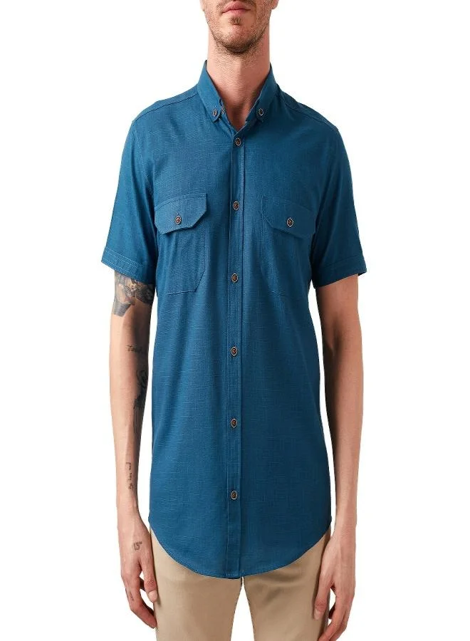 Buratti  Buratti Button-down Collar Cotton Slim Fit Pocket Shirt Men's SHIRT CF21S111153 for Men | Best Price UAE