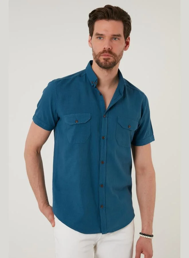 Buratti  Buratti Button-down Collar Cotton Slim Fit Pocket Shirt Men's SHIRT CF21S111153 for Men | Best Price UAE