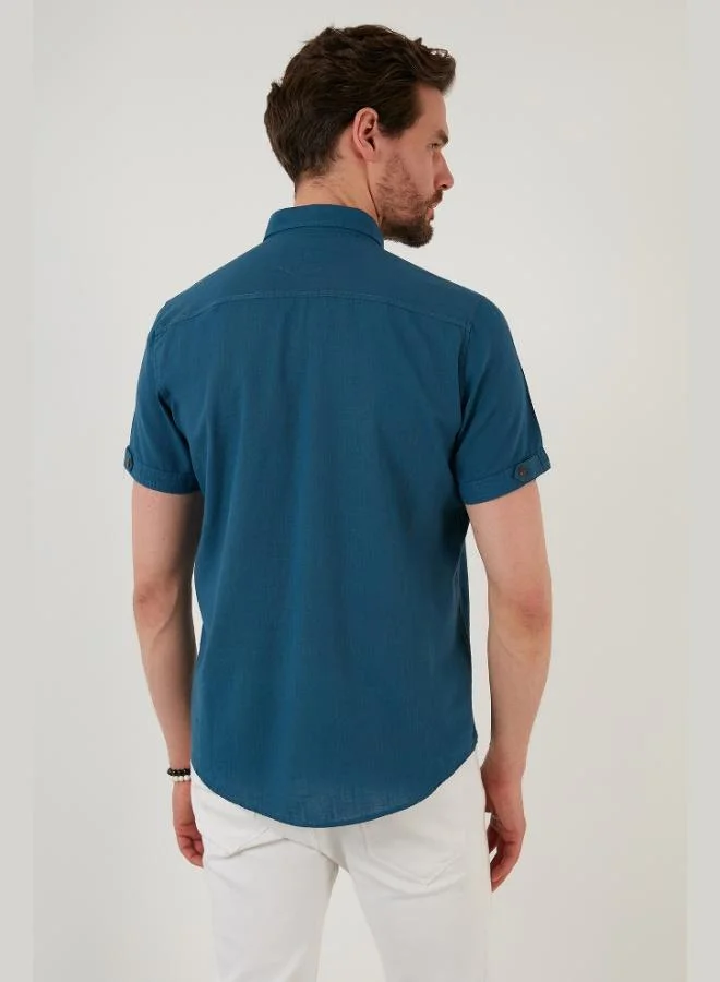 Buratti  Buratti Button-down Collar Cotton Slim Fit Pocket Shirt Men's SHIRT CF21S111153 for Men | Best Price UAE