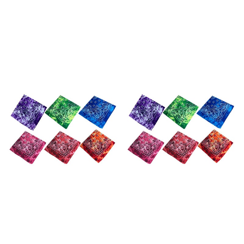 12 Pcs /1 Pack Colorful Paisley Bandanas Flower Pattern Hiphop Headscarf Fashion Outdoor Headscarf Beautiful Cotton Headband (Mixed Color) - Image 1