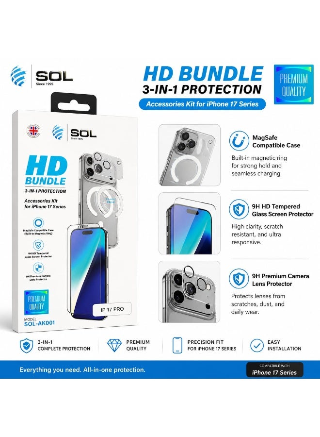 SOL HD Bundle 3-In-1 Protection Accessories Kit for Iphone 17 Pro Max - Image 2