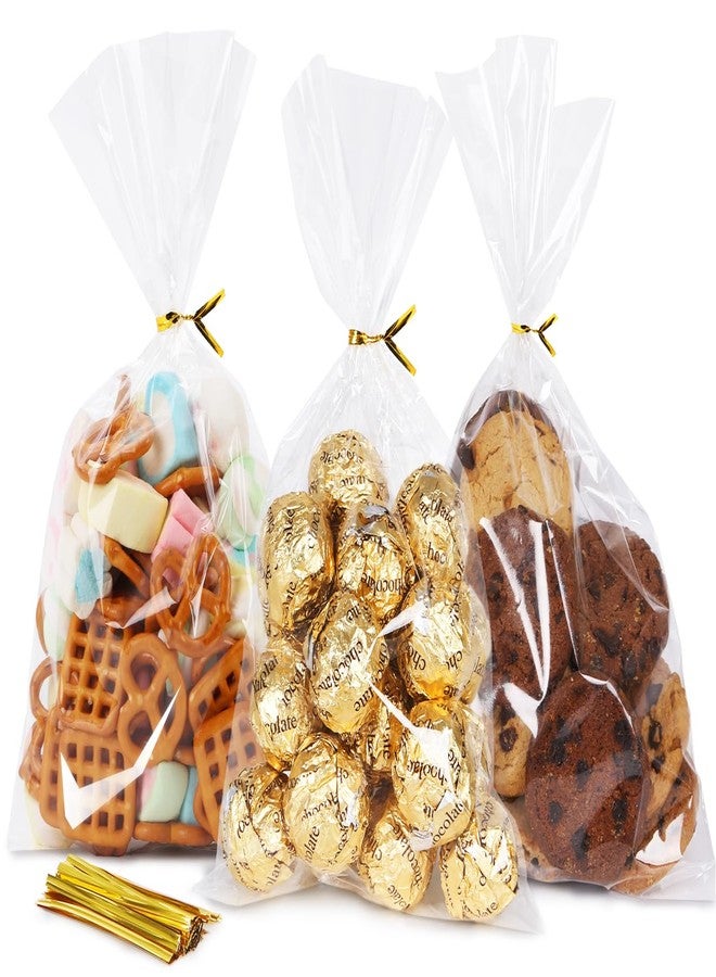 SUREHOME Cellophane Bags, 100 Pack Clear Gift Bag Cellophane Treat Bags with Ties 6x10 Inch Plastic Small Cello Candy Bag for Birthday Party Favors Goodie valentines Cookies Bakery Snack Popcorn Wraps - Image 1