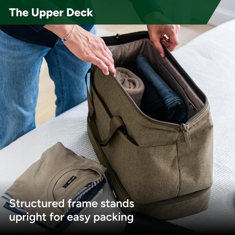 Halfday Double Decker Weekender Bag 40L | Designed for Easy Packing & Storage (Padded Strap, Zippered Bottom Compartment, Interior Mesh Pockets, Trolley Sleeve, Water-Resistant Fabric), Dune - Image 2