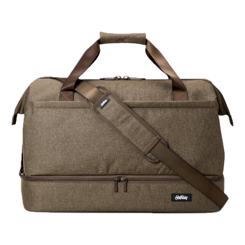 Halfday Double Decker Weekender Bag 40L | Designed for Easy Packing & Storage (Padded Strap, Zippered Bottom Compartment, Interior Mesh Pockets, Trolley Sleeve, Water-Resistant Fabric), Dune - Image 1