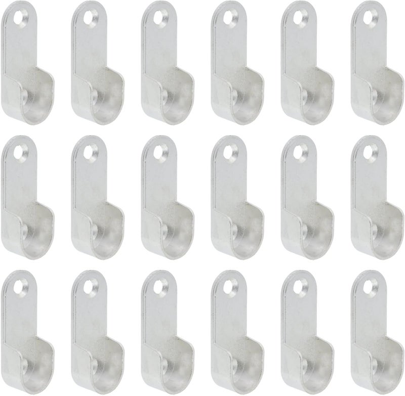Mcredy 18 Pcs Closet Rod Bracket Zinc Alloy Oval Hanging Rail Rod Holder End Bracket Support for Wardrobe Closet, Silver - Image 1