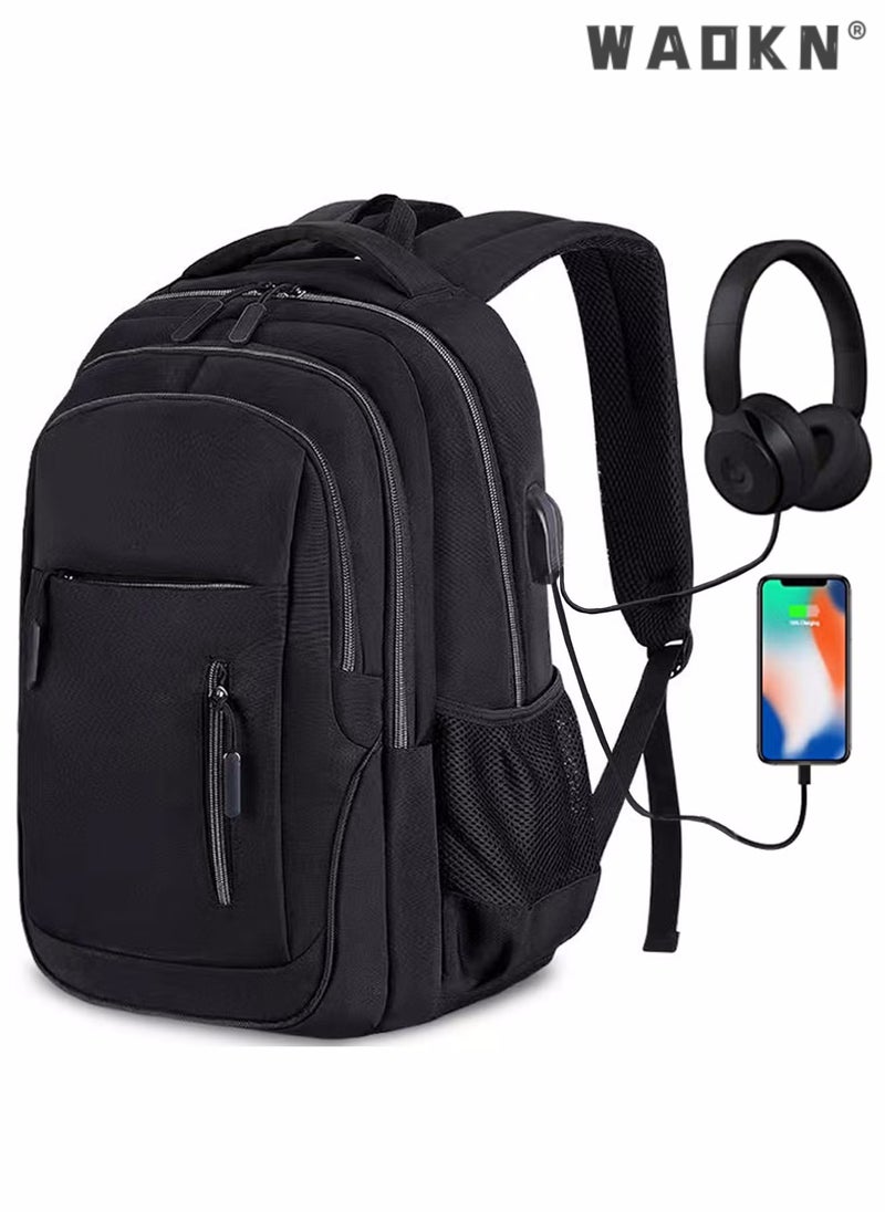 WAOKN Laptop Backpack for Men & Women Business Travel Backpack,Business Laptop Backpacks with USB Charging Port,Large Water Resistant College School Computer Bag Backpack Fits 15.6 Inch Laptop Notebook - Image 1