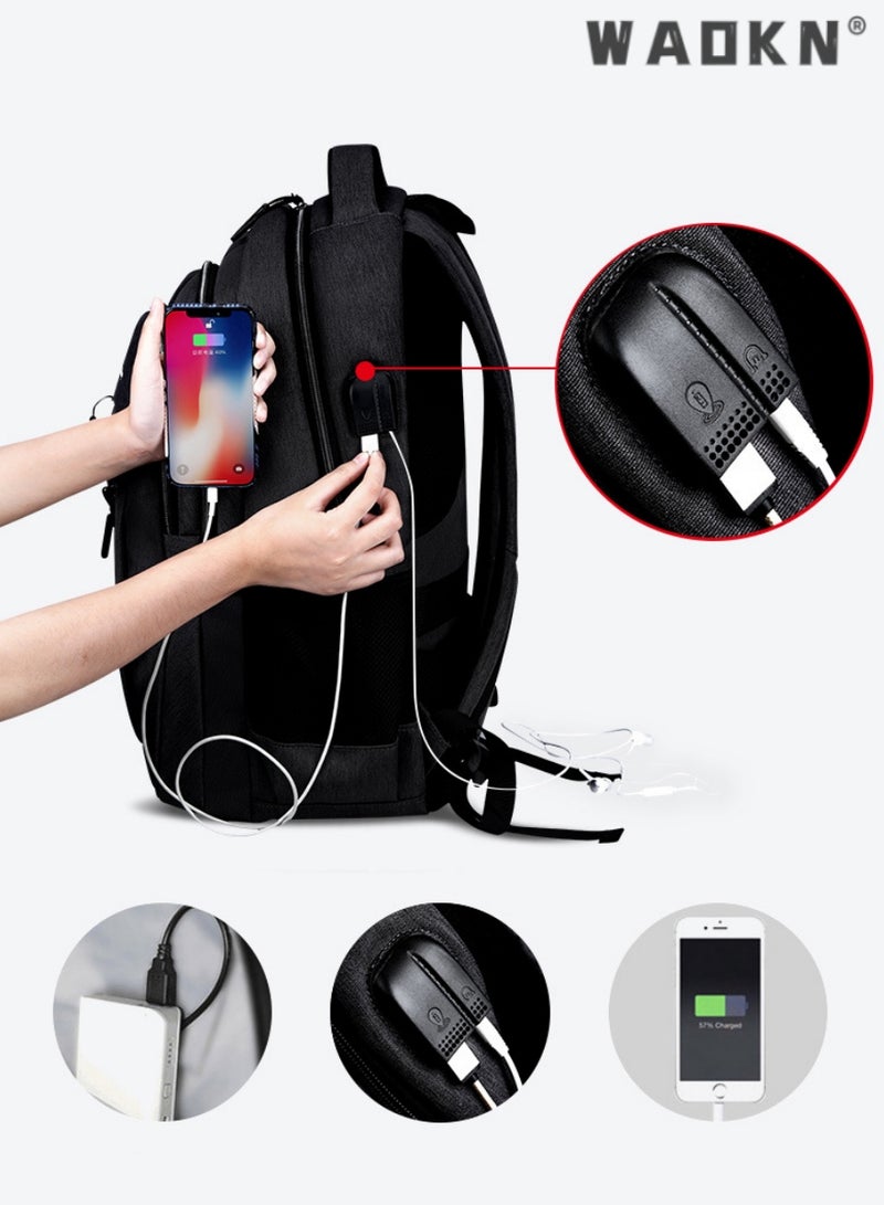 WAOKN Laptop Backpack for Men & Women Business Travel Backpack,Business Laptop Backpacks with USB Charging Port,Large Water Resistant College School Computer Bag Backpack Fits 15.6 Inch Laptop Notebook - Image 2