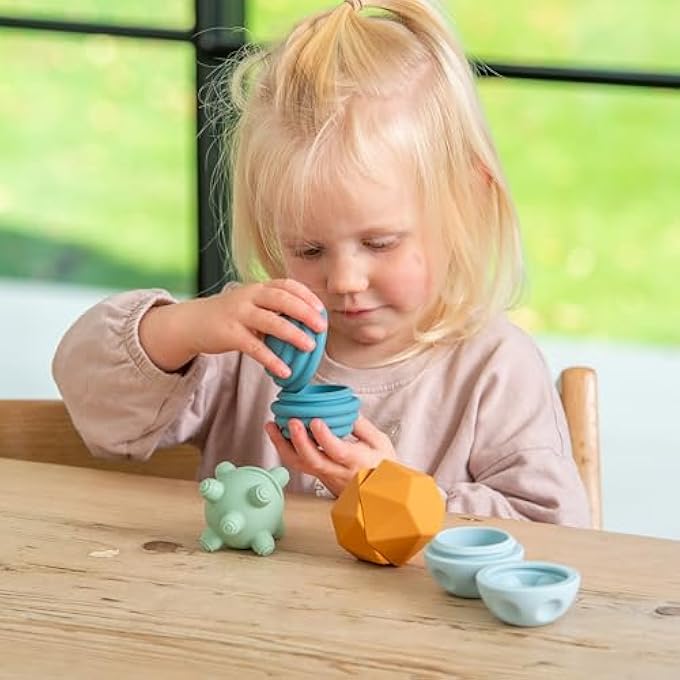 TickiT Silisoft Sensory Balls 4 Soft Silicone Balls with Textures and Twist-Open Shakers for Babys Sensory Play,Neutral - Image 2