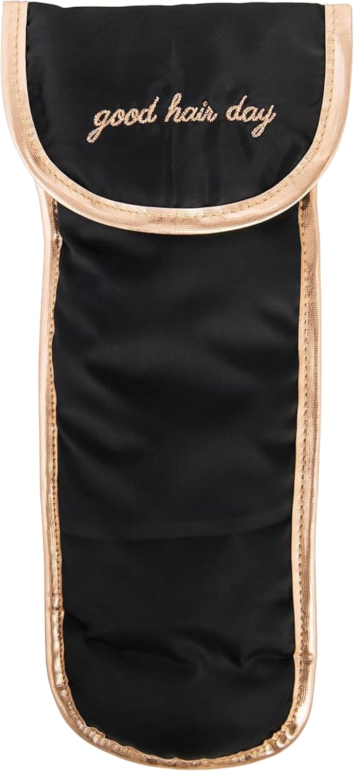 Miamica Good Hair Day HeatResistant Hair Tool Bag with Secure Closure BlackRose Gold 55 x 13 x 5  Store Flat Iron Curling Iron  More When Traveling