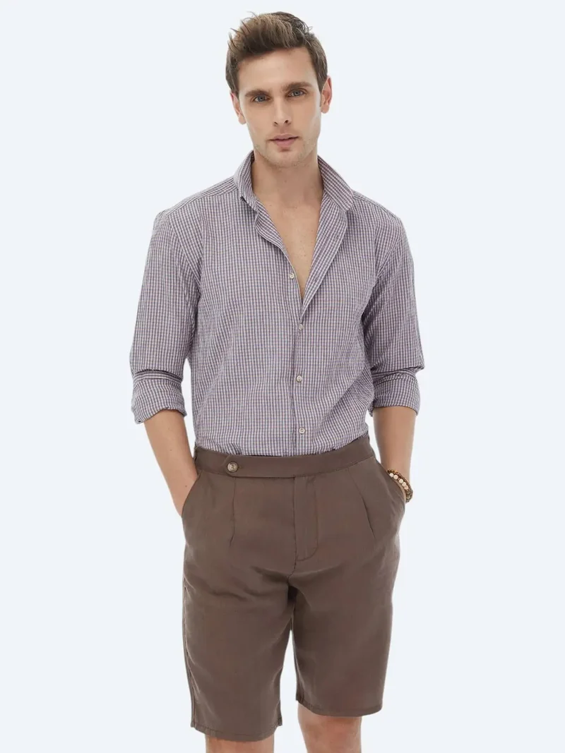 Kip Damson Color Regular Fit Weaving Casual Cotton Blended Shirt