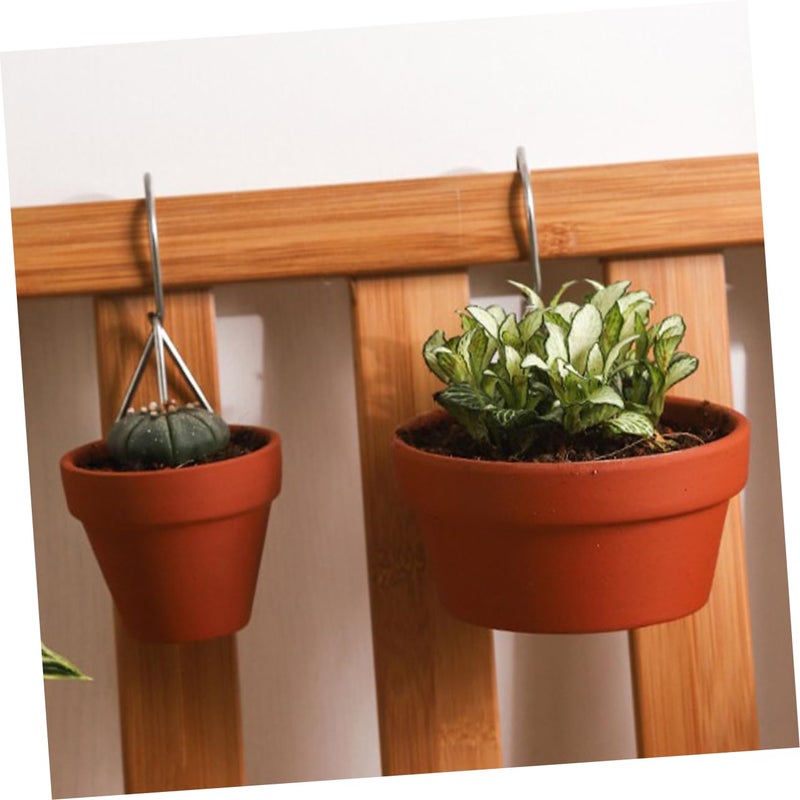 2 Pack Ceramic Hanging Plant Holder Wall Hanger For Succulents Indoor Balcony Railing - Image 5