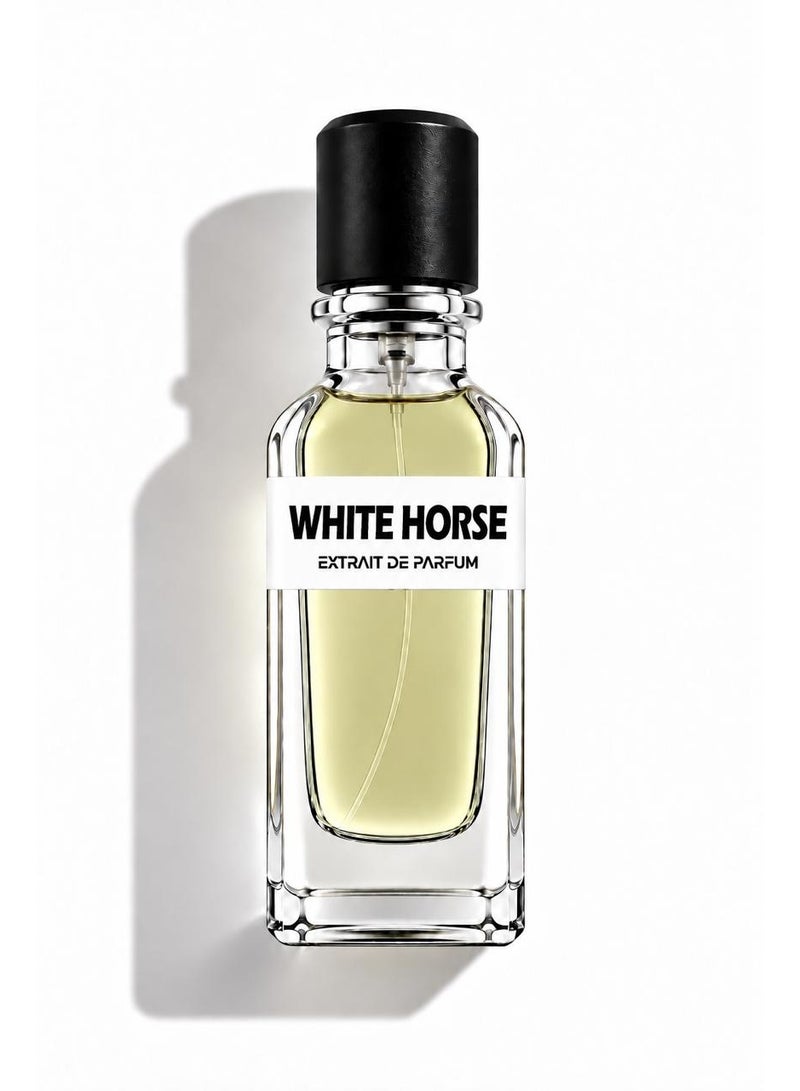 WHITE HORSE Extrait de Parfum 50ml Unisex – Long Lasting Fresh Oriental Oud with Lemon, Iris & Agarwood