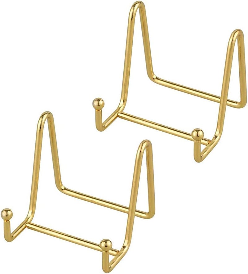 Goodern 2 Pack 3 Inch Plate Stands for Display Iron Easel Plate Holder Display Stands Metal Frame Holder Stands for Pictures, Photo, Decorative Plate Dish and Tabletop Art - Image 1