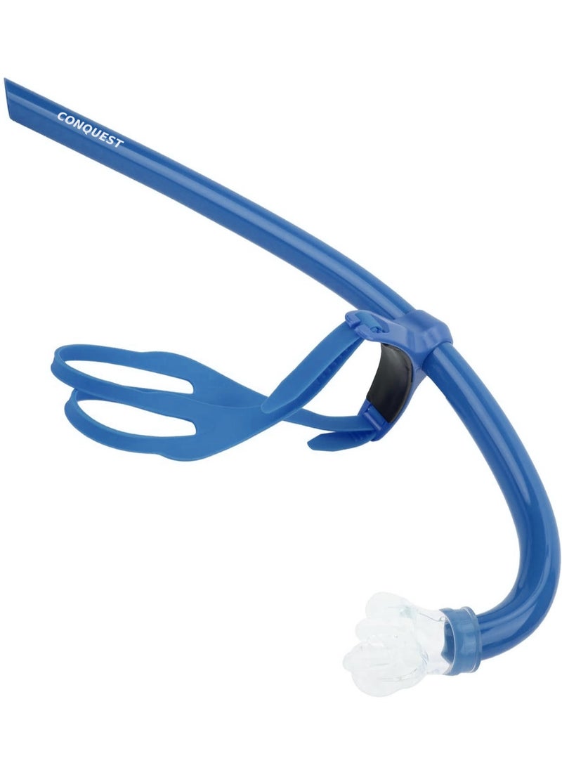 CONQUEST Front Swimming Snorkel Breathing Tube Silicone Mouth Piece, Blue  - Image 1
