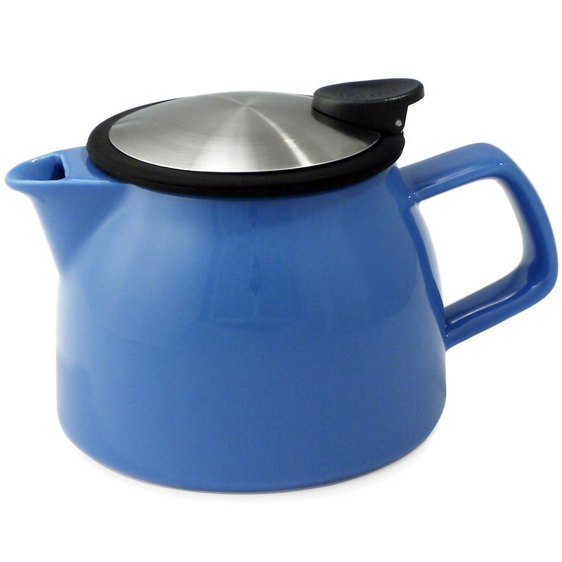 FORLIFE Bell Ceramic Teapot with Basket Infuser, 16-Ounce, Blue - Image 2