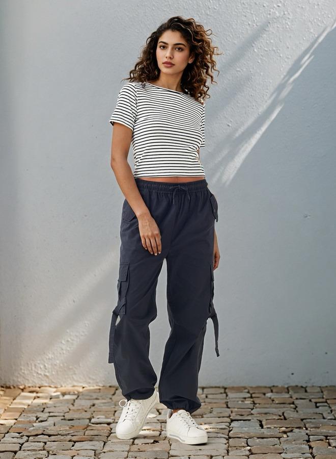 SP Characters Lion King Embroidered Striped Crop T-shirt - Image 2