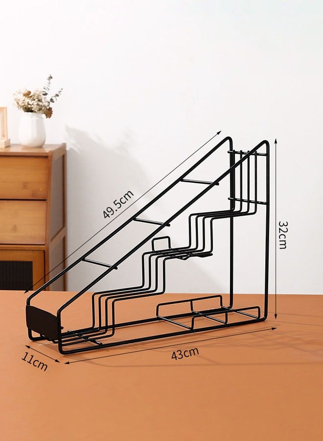 Hanayo Coffee Syrup Rack Coffee Cup Holder Metal Rack Coffee Syrup Bottle Rack for Coffee Bar Accessories Kitchen(Black) - Image 2