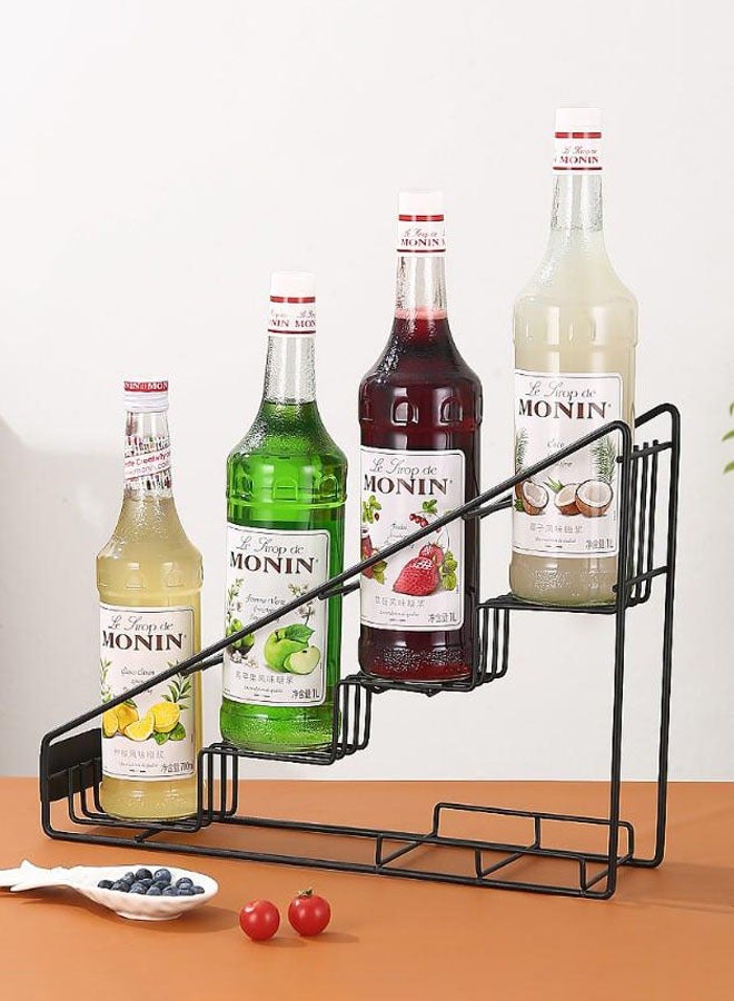 Hanayo Coffee Syrup Rack Coffee Cup Holder Metal Rack Coffee Syrup Bottle Rack for Coffee Bar Accessories Kitchen(Black) - Image 3