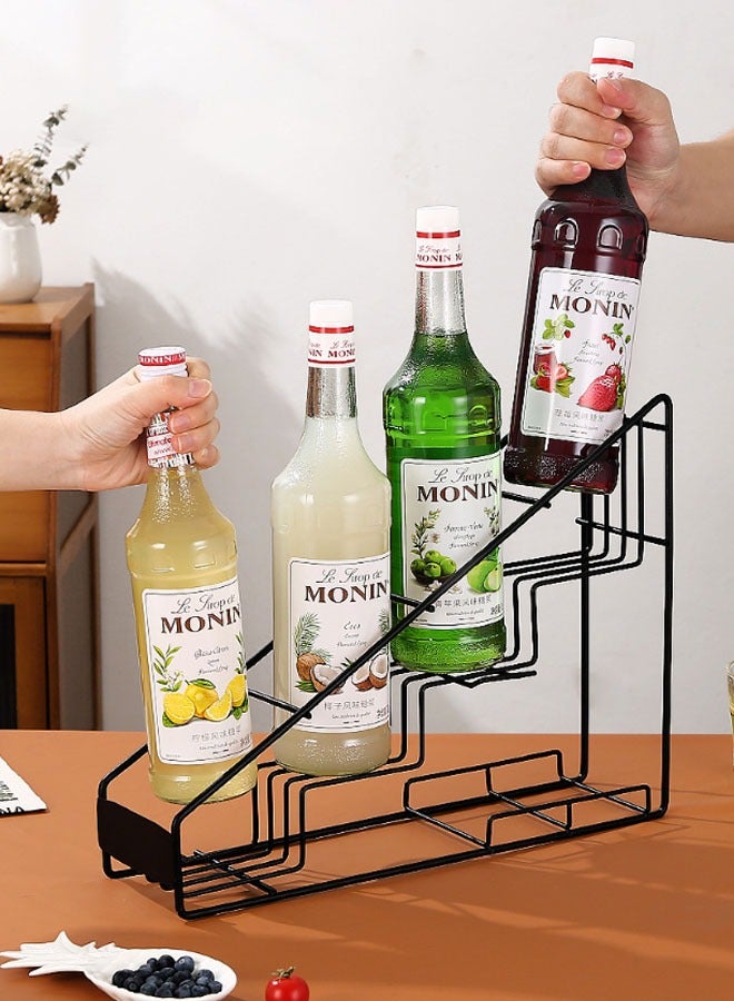 Hanayo Coffee Syrup Rack Coffee Cup Holder Metal Rack Coffee Syrup Bottle Rack for Coffee Bar Accessories Kitchen(Black) - Image 4
