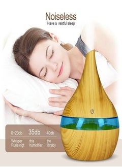 YOMNA Top Fill Cool Mist Humidifier & Essential Oil Diffuser – 300ml Ultra-Quiet Air Humidifier with 7-Color LED Night Light, Auto Shut-Off, Adjustable Mist – Perfect for Home, Bedroom, Office, Baby Room, Yoga & Relaxation Wood  - Image 2