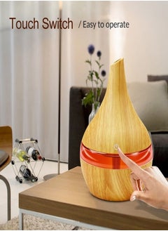 YOMNA Top Fill Cool Mist Humidifier & Essential Oil Diffuser – 300ml Ultra-Quiet Air Humidifier with 7-Color LED Night Light, Auto Shut-Off, Adjustable Mist – Perfect for Home, Bedroom, Office, Baby Room, Yoga & Relaxation Wood  - Image 3