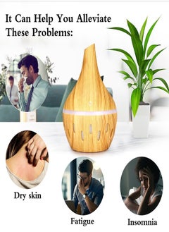 YOMNA Top Fill Cool Mist Humidifier & Essential Oil Diffuser – 300ml Ultra-Quiet Air Humidifier with 7-Color LED Night Light, Auto Shut-Off, Adjustable Mist – Perfect for Home, Bedroom, Office, Baby Room, Yoga & Relaxation Wood  - Image 5