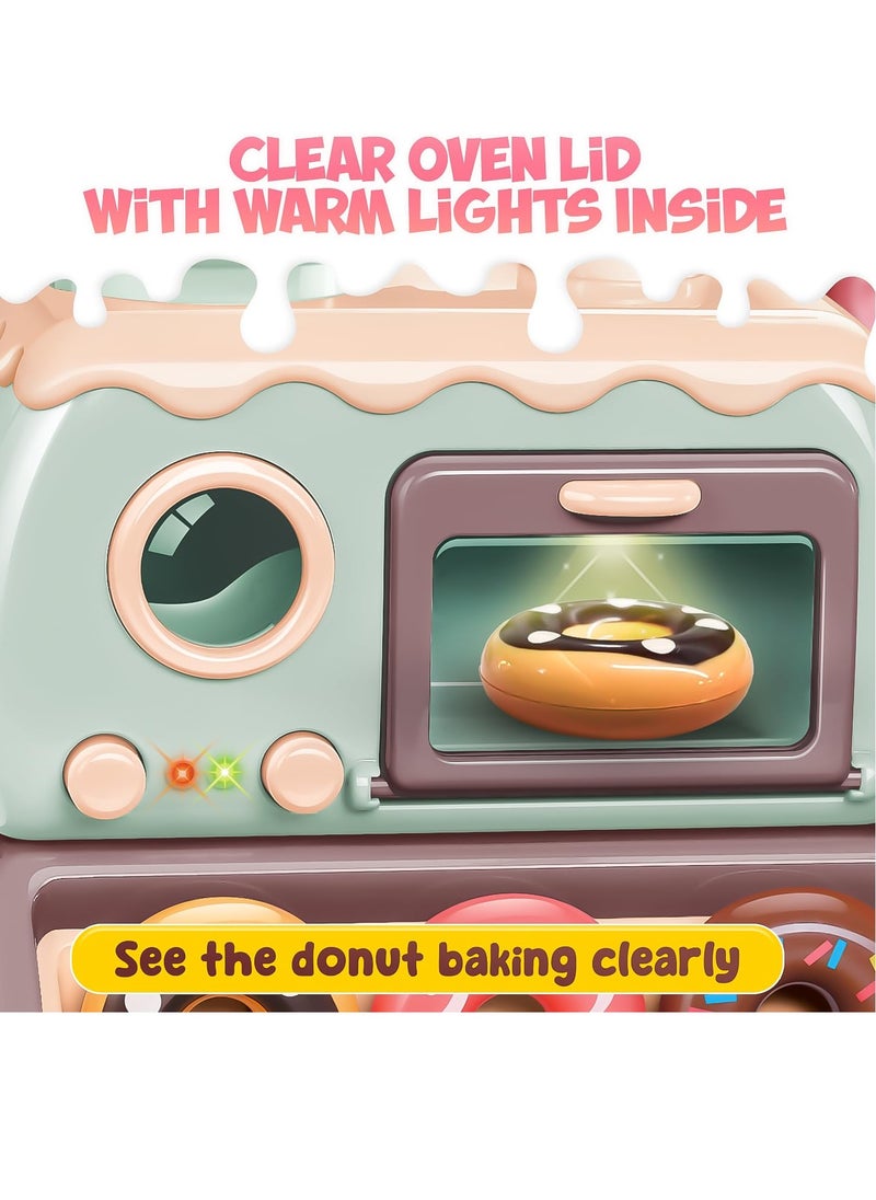 Excefore - Pretend Play Cash Register Toy Set Supermarket Vending Machine with Play Money, Sound and Credit Card Play Food Sets for Kids Kitchen with Donut Warm Lights and Music Gift for Boys Girls Ages 3+ - Image 1