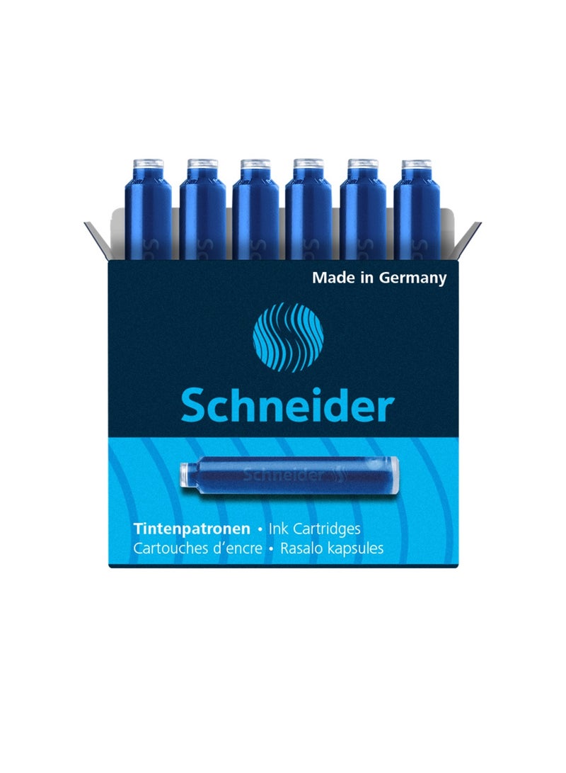Schneider خراطيش حبر مكونة من 6 قطع لحبر قلم الحبر الأزرق الملكي - Image 1