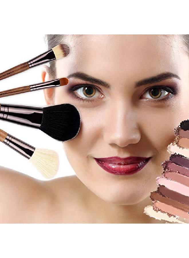 Zoreya Makeup Brush Sets 15Pcs Unique Walnut Makeup Brushes With Nobilityprofessional Premium Synthetic Foundation Powder Concealers Eye Shadows Makeup Brushes Set With Perfect Vegan Leather Bag - Image 2