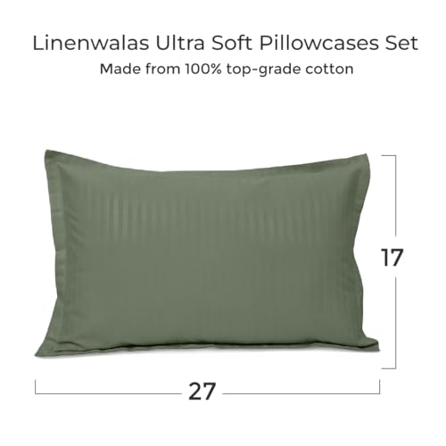 Linenwalas 100% Cotton Pillowcase, Set of 2 Pillowcover, Soft, Luxury Standard Size Pillow Covers with Envelope Closure, 210TC Breathable Hotel Quality Pillowcover (17x27 Inches/Beige)| TC - 210 - Image 2
