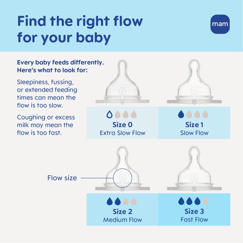 MAM 9oz Premium Glass Wide Neck Baby Bottle with Medium Flow Breastfeeding-Like Silicone Nipple, Easy to Clean, BPA Free, 2+ Months, Easy Switch Between Breast and Bottle, Made in Europe, 3 Pack - Image 5
