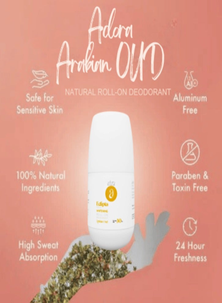 Adora Deodorant & whitening roll-on with a natural ingredients and it is highly effective antiperspirant deodorant that works to fight body odor and soothe underarms while lightening skin (oud odor) - Image 2