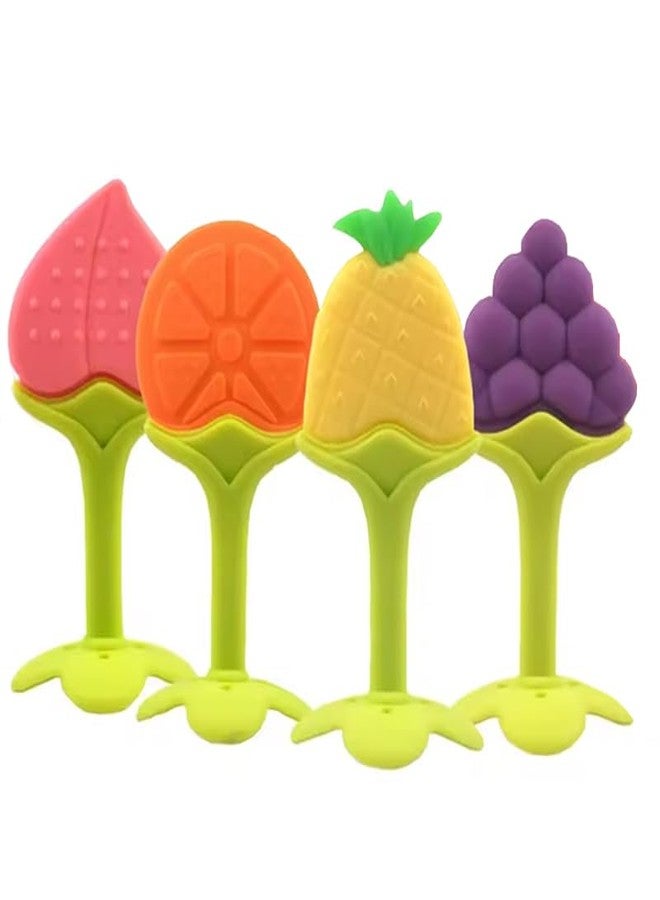 Fimalia Silicone Baby Teething, Fruit Shape Toy for 0-12 Months, BPA Free Silicone Soothing Teether Soft & Safe Gum Relief Toy (Multicolor) (Pack of 4) - Image 1
